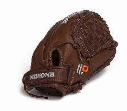 Elite Fast Pitch Softball Glove. Stampeade leather close web and velcro closure back. Nokona 